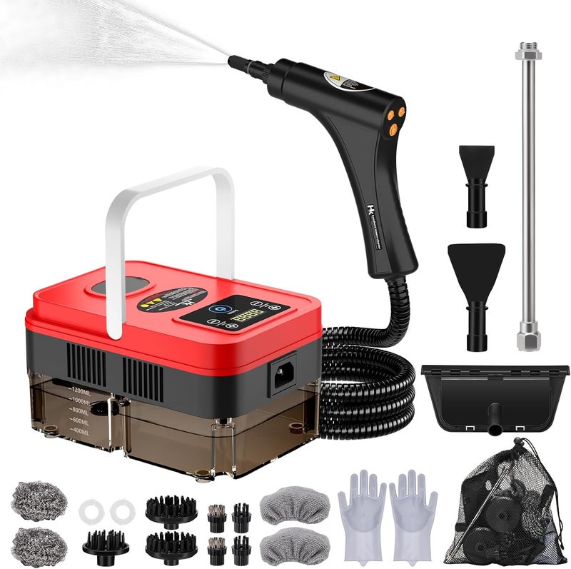 H & K 2026 Upgraded Steam Cleaner,10s Heat-Up,1.2L Tank, 6-Level Adjustable Handle,1500W Steamer for Cleaning, Portable Steamer for Cleaning with 20PCS Accessories, Steam Cleaner for Home,Car,Dirt - Image 1